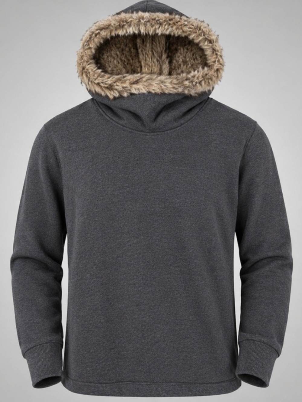 Aerie Dark Grey Women's Everyday Oversized Sweatshirt With Faux Fur Hood Size S